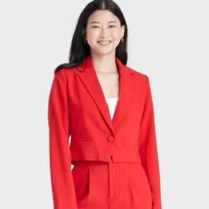 NWT- A New Day- cropped one button, red hot blazer -size medium